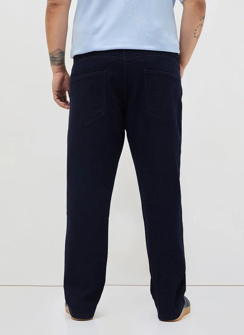 Urbano Fashion  Urbano Plus Men's Dark Blue Straight Fit Heavy Washed Denim Jeans Stretchable for Men | Best Price UAE
